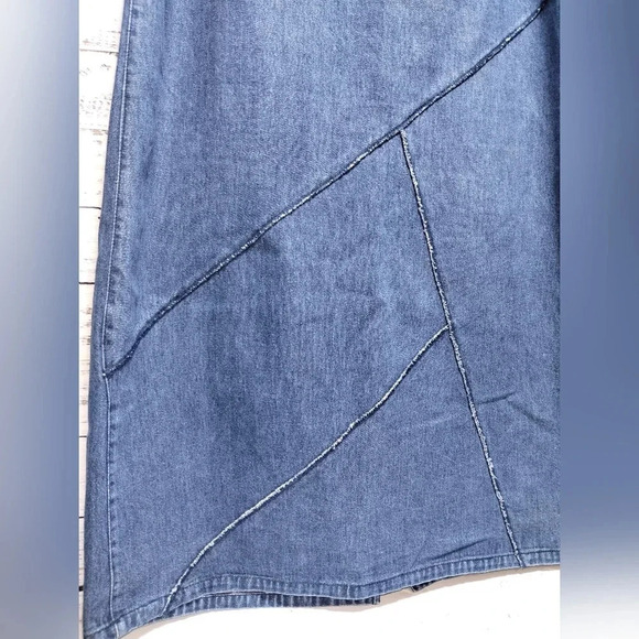 Vanderbilt Denim‎ Maxi Skirt Medium Blue size 12 Patchwork Y2K - Picture 2 of 6